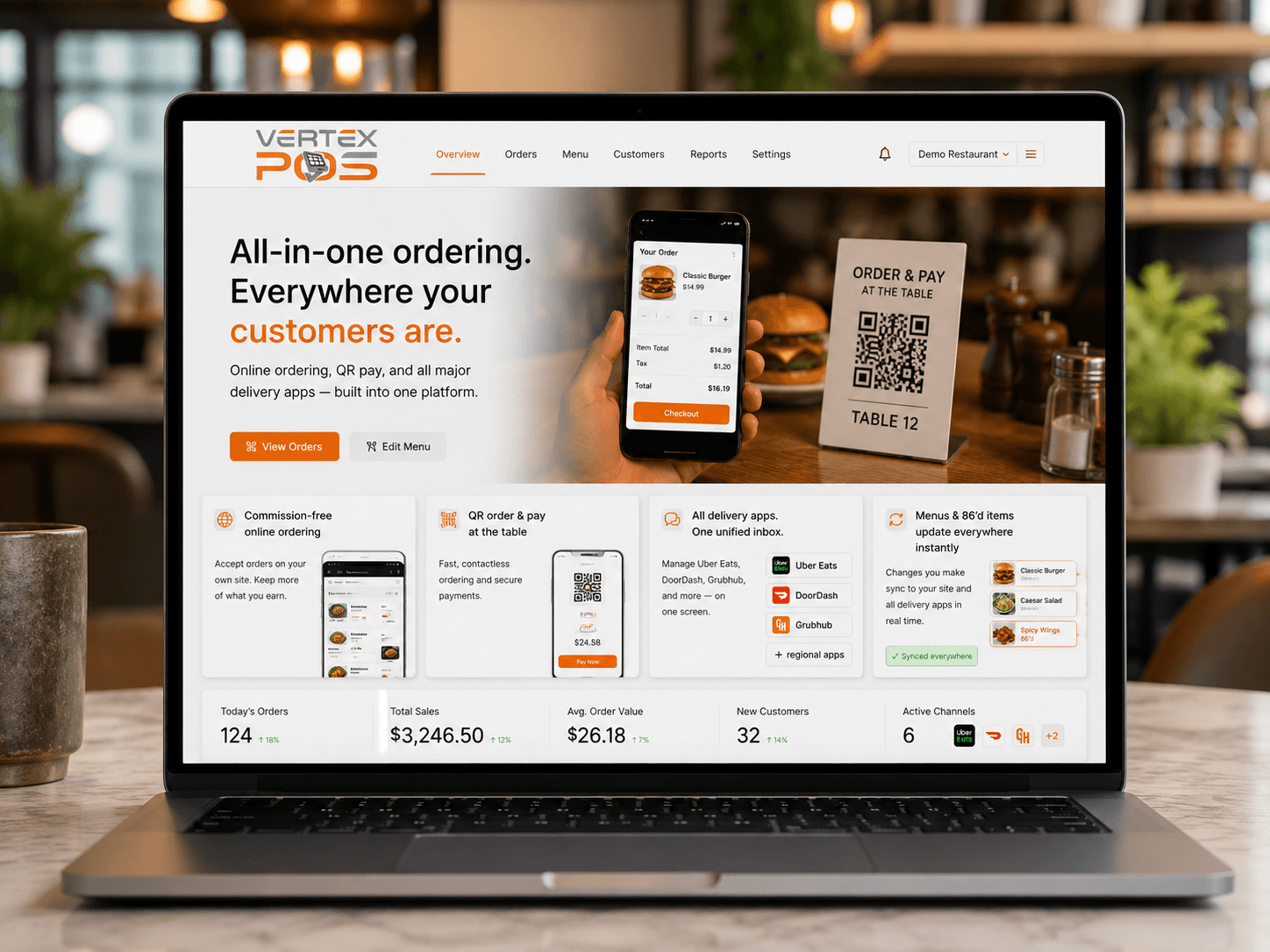 All-in-one ordering dashboard on a laptop