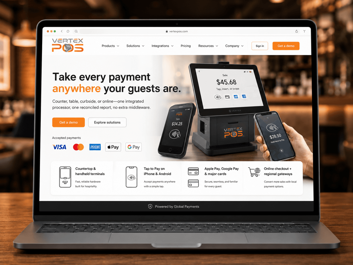 Barista taking a tap-to-pay card payment