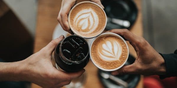 Cosy café interior with seated guests