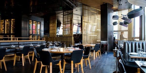 Casual dining restaurant interior with tables