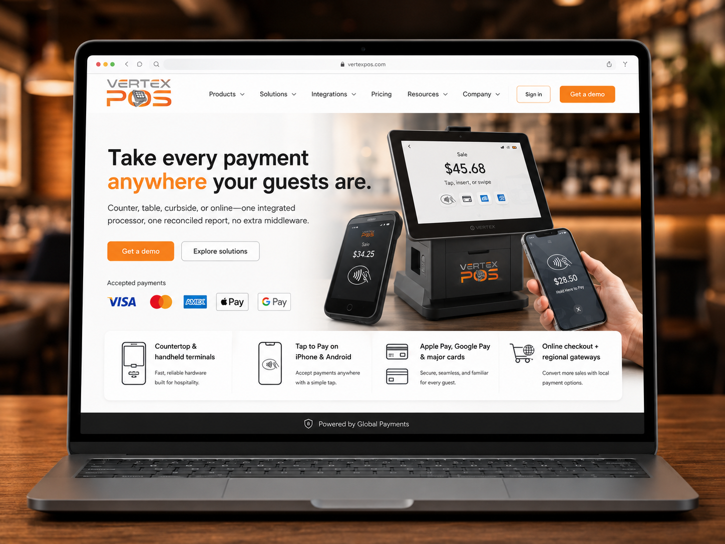 Barista taking a tap-to-pay card payment